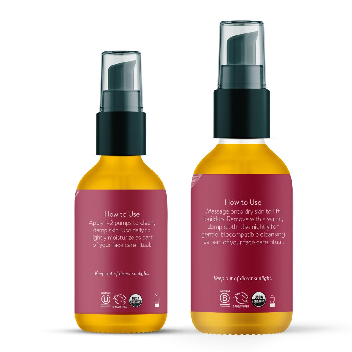 Rose Cleansing Oil & Rose Face Oil - USDA Organic Cleansing & Moisturizing in Glass Bottles by Badger – Commercial Grade