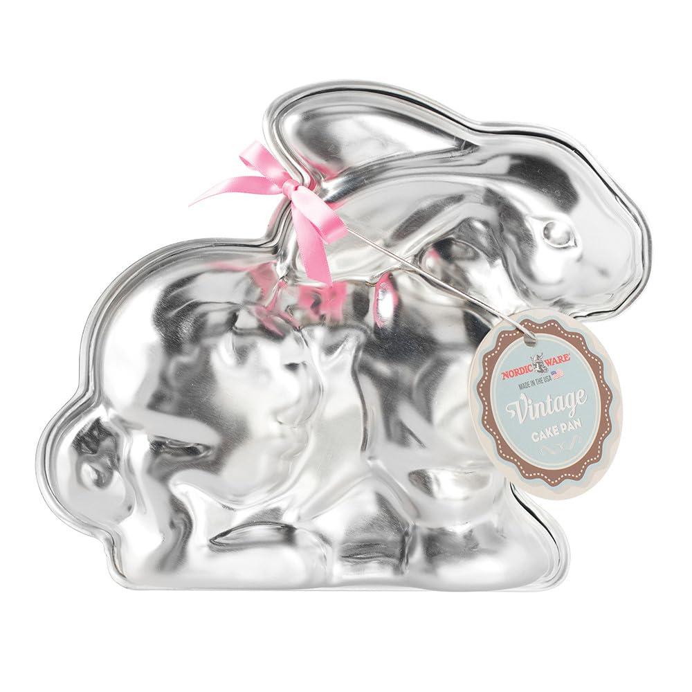 Easter Bunny 3-D Formed Aluminum 2 Piece Cake Pan by Nordic Ware – 3 Cup, 3.0 cups, Aluminum, Natural Aluminum, Model 41200