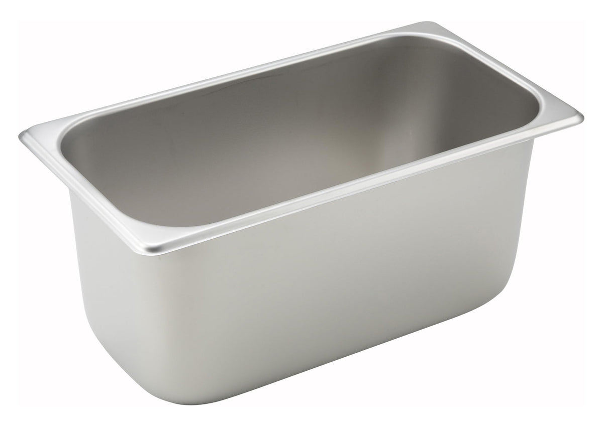 1/3 Size Pan 6" Depth (NSF) by Winco – 6" Deep, 6.1 quarts, Stainless Steel, Model SPT6