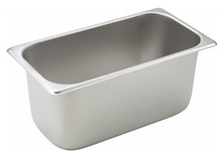 1/3 Size Pan 6" Depth (NSF) by Winco – 6" Deep, 6.1 quarts, Stainless Steel, Model SPT6