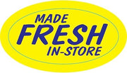 HUBERT "Made Fresh in-Store" Labels Yellow with Blue Imprint- 1 1/2"L x 3/4"H1000 Per Roll
