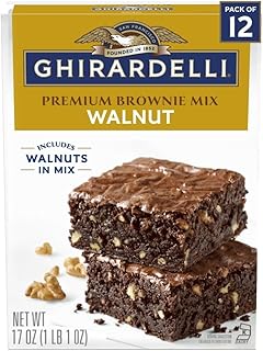 Ghirardelli Walnut Premium Brownie MIx, Includes Walnuts, 17 oz Boxes (Pack of 12)