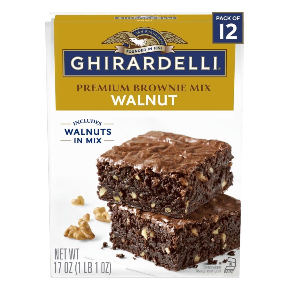 Walnut Premium Brownie MIx by Ghirardelli – 17 Ounce (Pack of 12), Pack of 12, Model 722-1636