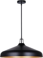 Canarm Ltd. Westhill 4-Light Pendant Light, 22-Inch Matte Black with Gold Interior, Adjustable Rod, Industrial Lighting for Kitchen Island or Dining Room
