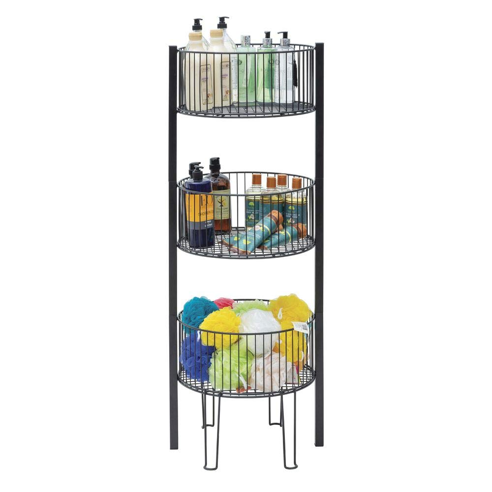 3-Tier Dump Bin - 18"Dia x 49 12/25"H by HUBERT – Metal, Black, Model 60807