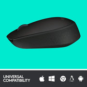 M170 2. 4GHz Wireless 3-Button Optical Scroll Mouse W/Nano USB Receiver (Black) (Renewed) by Logitech – 7.6 x 4.7 x 3.6, Plastic, Black, Model 910-004940-cr
