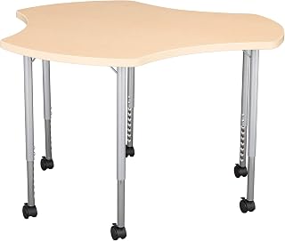 Learniture Cog Structure Series Mobile Collaborative Table, Maple Top/Maple Edge/Silver Mist Leg