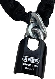 Hardened Steel 10KS 6 Foot x 5/16" Thick Square Security Chain with ABUS 190CS/60 High Security Solid Steel Combination Padlock, for Bikes, Containers, Trailers, ATV's, Motorcycle