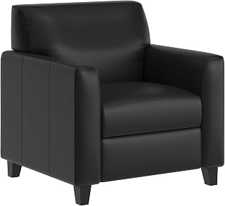 Flash Furniture LeatherSoft Reception Chair with Charging Station, Black | USB-C Port, AC Outlets, USB Ports