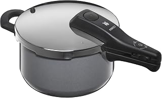 WMF W0516455290 Pressure Cooker, 1.6 gal (4.5 L), Compatible with Gas Fire, Fusion Tech Mineral, 2 Levels, Pressure Setting, Platinum