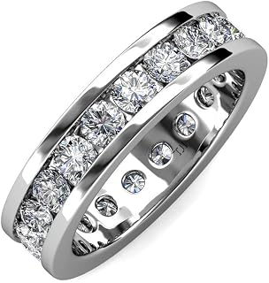 Round Lab Grown Diamond Channel Set Women Eternity Ring Stackable 2.55 ctw-3.00 ctw 14K White Gold-7.0