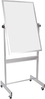 Best-Rite Deluxe Reversible Mobile Whiteboard, Combo Porcelain Markerboard/Natural Cork Bulletin, Aluminum Trim, Panel Size 30 x 40 Inches (668AC-DC)