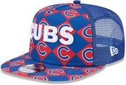 New Era Chicago Cubs 9FIFTY A-Frame Seeing Diamonds Snapback Trucker Cap, Adjustable Hat Blue Red