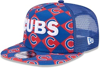 New Era Chicago Cubs 9FIFTY A-Frame Seeing Diamonds Snapback Trucker Cap, Adjustable Hat Blue Red