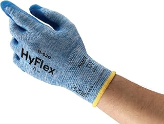 Ansell HyFlex 11-920 Blue Heather Nylon Glove, Blue Nitrile Coating, Knit Wrist Cuff, Large, Size 9 (Pack of 12)