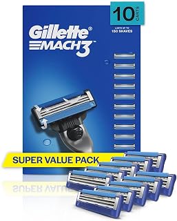 Gillette Mach 3 Shaving Blades- Pack of 10 (Cartridges)