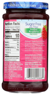 Sugar Free with Fiber Seedless Raspberry Preserves by Polaner – 13.5 Ounce, Pack of 12, Model 072400006685
