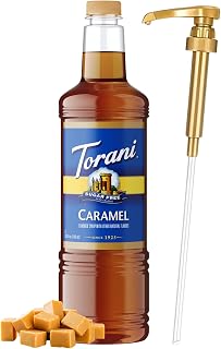Torani Sugar Free Caramel Syrup 1L Bottle with Pump – Zero Calorie