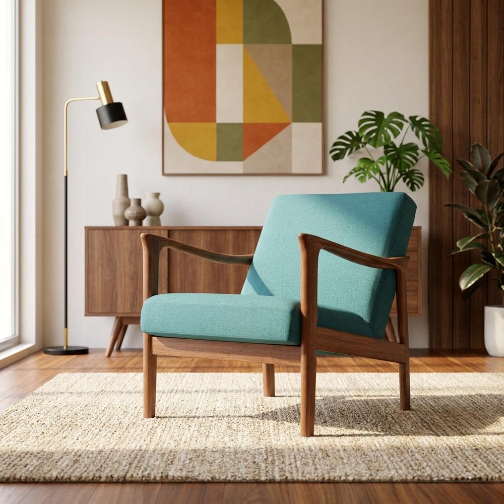 Solid Rubberwood Lounge Chair with Transitional Style by Starlight Canyon Home – Solid Rubberwood Frame, Brown