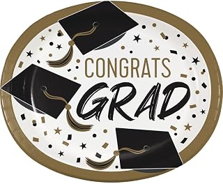 Creative Converting Golden Grad Oval Paper Plates, 8 Count