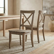 Acacia Veneer X-Back Dining Chairs Set of by Starlight Canyon Home – Acacia, Brushed Bisque, Pack of 2
