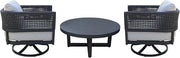IC INTERNATIONAL CONCEPTS Outdoor Woven Abaca Rope Patio Set with Coffee Table and 2 Swivel Rocking Chairs
