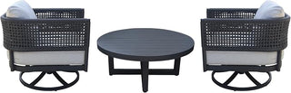 IC INTERNATIONAL CONCEPTS Outdoor Woven Abaca Rope Patio Set with Coffee Table and 2 Swivel Rocking Chairs