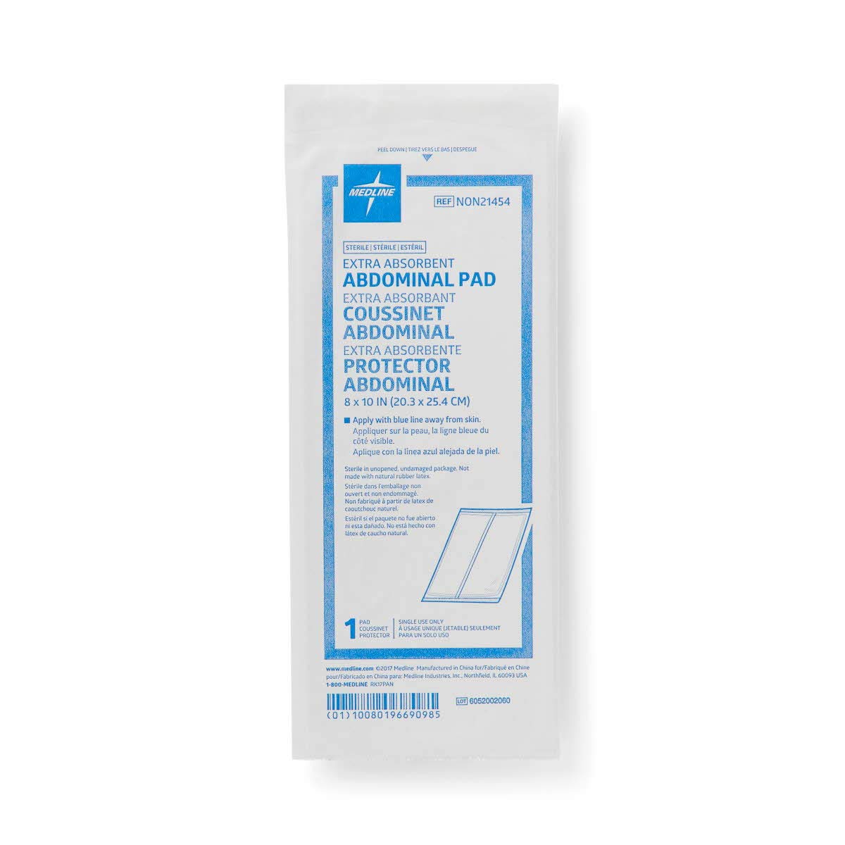 Sterile Abdominal Pads by Medline – 8" x 10", Cellulose, White, Pack of 360, Model NON21454