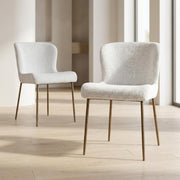 Upholstered Dining Chairs with Antique Brass Legs Set of by Starlight Canyon Home – Iron, Natural Grey, Pack of 2