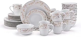 Mikasa Floral Metallic Gold 32 Piece Dinnerware Set, Service For 8, White