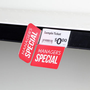 Managers Special Shelf Talker with Flag Red Plastic - 2 1/2" L x 3" H by KOST KLIP MANUFACTURING LTD – Plastic, Red, Model 107355