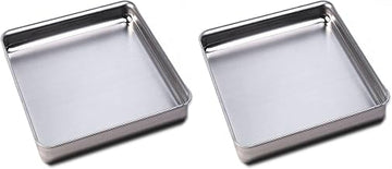 American Metalcraft SQ1020 Square Deep Dish Pan, Aluminum, 2" H, 10" W, 10" L (Pack of 2)
