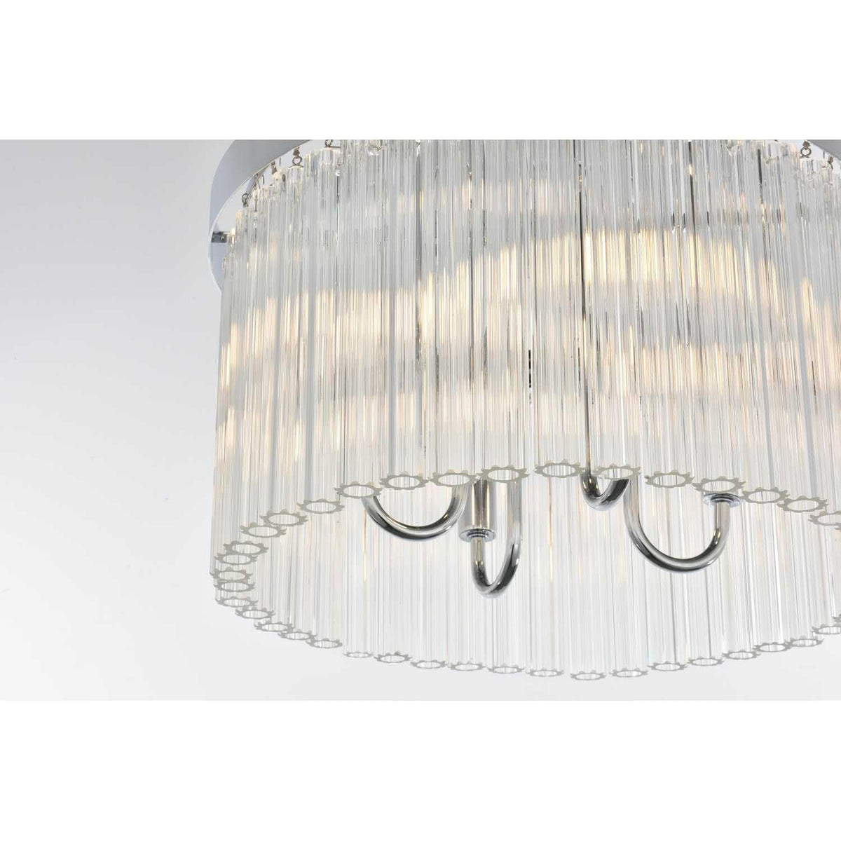 Harlow Four Light Flush Mount Chrome by Lighting Design – Iron, Chrome