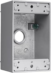 Legrand Pass & Seymour WPB23 Weatherproof Outdoor Box, 1 Gang, 3 Hole 1/2", 18.5 Cubic Inch, Gray (1 Count)