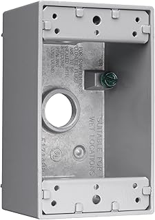 Legrand Pass & Seymour WPB23 Weatherproof Outdoor Box, 1 Gang, 3 Hole 1/2", 18.5 Cubic Inch, Gray (1 Count)
