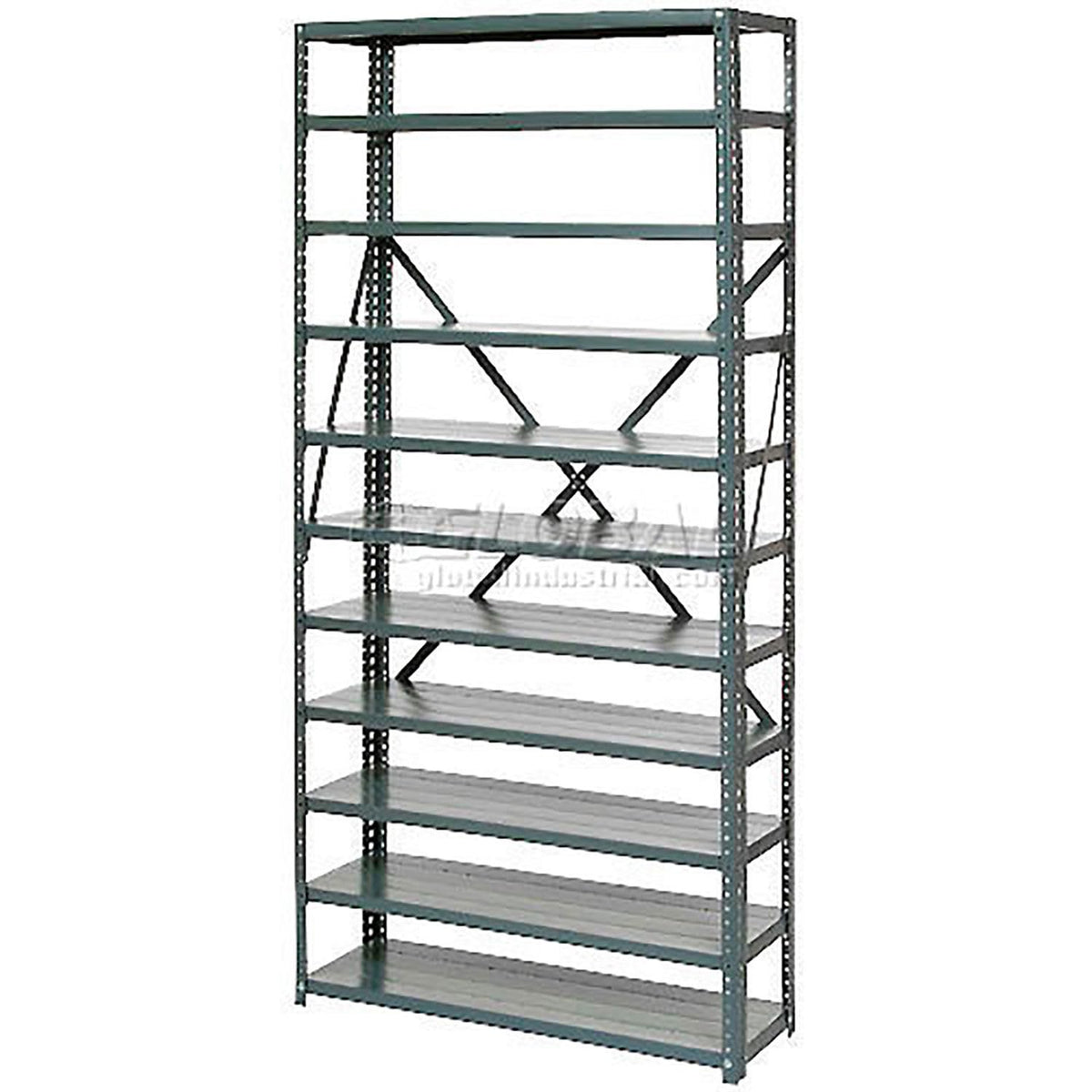 Open Style Steel Shelf with 11 Shelves by Global Industrial – 12"L x 36"W x 73"H, Alloy Steel, Grey, Model 239602