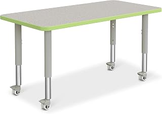Jonti-Craft Berries 6403JCM130 Rectangle Activity Table - 24" X 48", Mobile - Freckled Gray/Key Lime/Gray