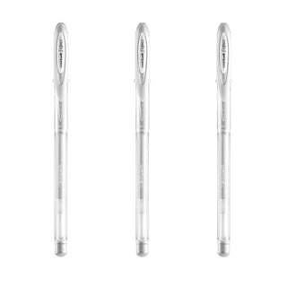 Signo Angelic Gel Ink Pen 0.7 mm by Uni-Ball – 3 Count (Pack of 1), Stainless Steel Tungsten Carbide, white, Model um-120ac