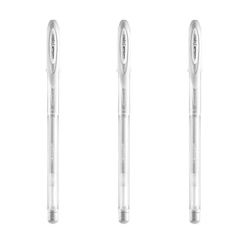 Signo Angelic Gel Ink Pen 0.7 mm by Uni-Ball – 3 Count (Pack of 1), Stainless Steel Tungsten Carbide, white, Model um-120ac