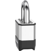 Elite™ 52mm Laminated Padlock by Master Lock – Laminated Steel Boron Steel Aluminium Rubber Nickel, Gray, Model PK5EURD