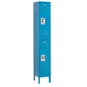 Global Industrial Infinity Two-Tier Two-Door Locker with Recessed Handle & by Nexel – 12 inches x 15 inches x 78 inches, Stainless Steel, Blue, Model ID152KDBL