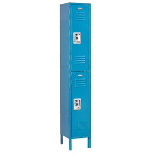 Infinity Two-Tier Two-Door Locker with Recessed Handle & by Global Industrial – Alloy Steel, Blue, Model 254127BL