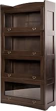 Starlight Canyon Home Solid Oak Wood Barrister Bookcase with Glass Doors, Mission-Style Tall Bookshelf for Home Office, Walnut