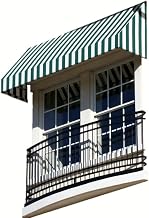 AWNTECH 10.38 FT. NEW Yorker Fixed Awning 124.5 in. W X 24 in. H X 36 in. D Acrylic Fabric in Forest/White Stripe NK23-10FW