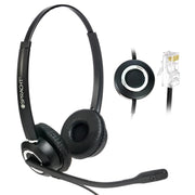 Zum RJ9 Dual Ear Wired Headset for Desktop Phones | Universal Telephone Headsets for Office Telephones | Works with Polycom Digium Nortel Yealink Grandstream Cisco by Spracht –