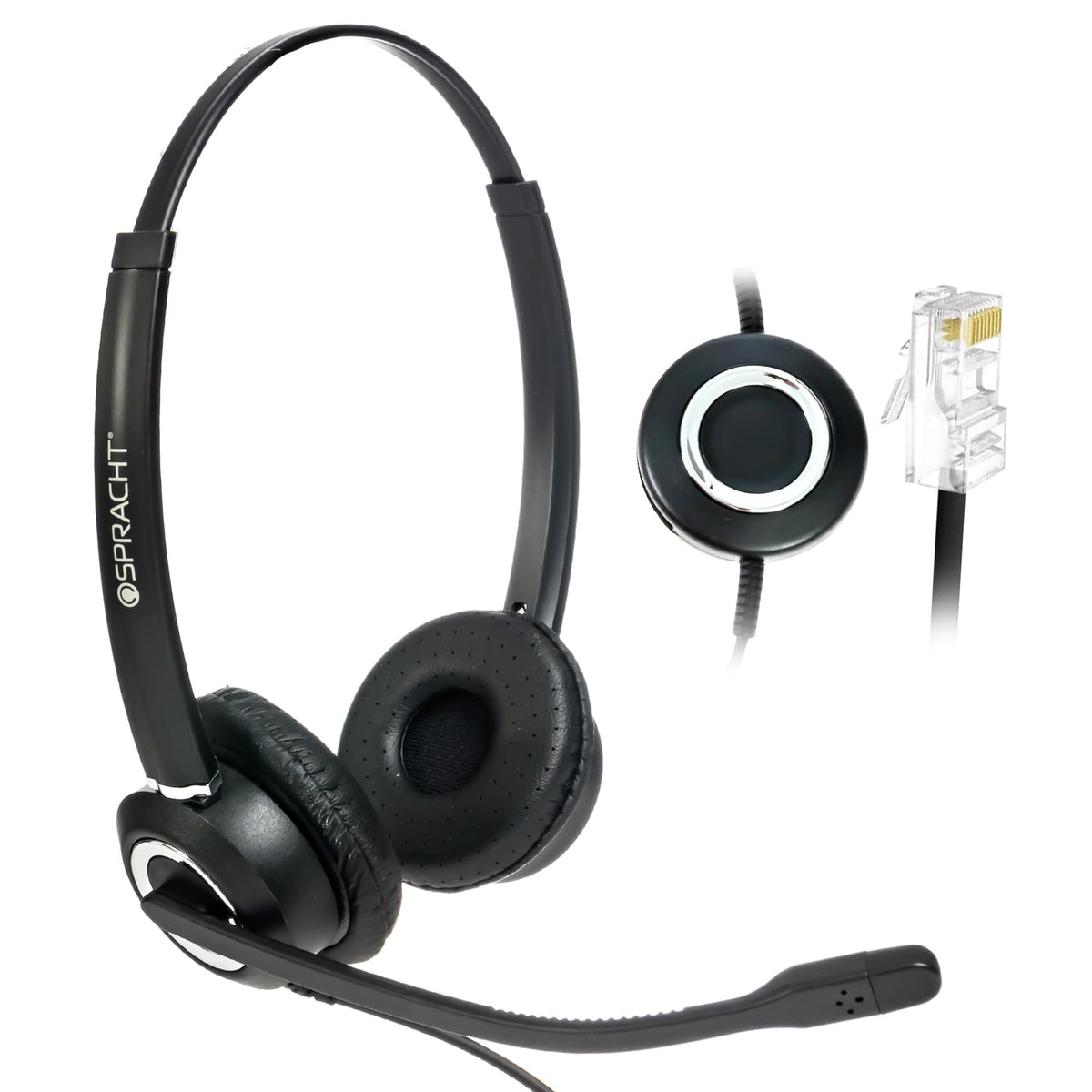 Zum RJ9 Dual Ear Wired Headset for Desktop Phones | Universal Telephone Headsets for Office Telephones | Works with Polycom Digium Nortel Yealink Grandstream Cisco by Spracht –