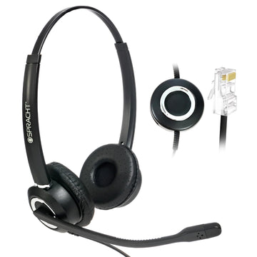 Zum RJ9 Dual Ear Wired Headset for Desktop Phones | Universal Telephone Headsets for Office Telephones | Works with Polycom Digium Nortel Yealink Grandstream Cisco by Spracht –