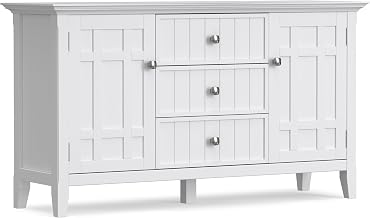 SIMPLIHOME Connaught 60" Wide Solid Wood 3-Door Buffet in Antique White
