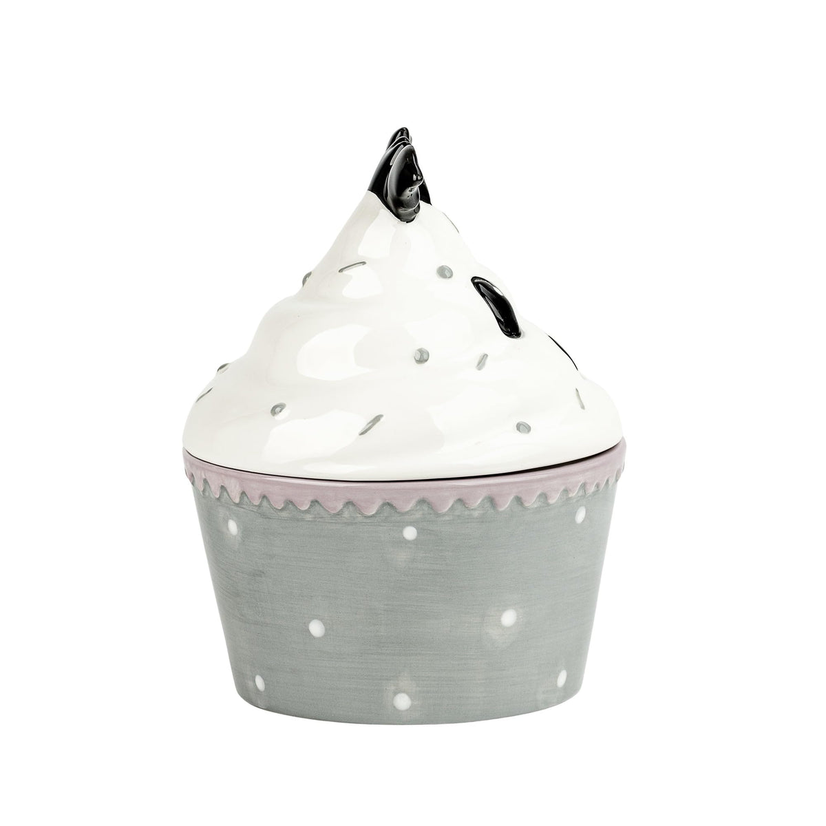 Bat Cupcake Canister by 10 Strawberry Street – Small, 9.0 fluid_ounces, Dolomite, Grey & White, Model DS-BTC-29-30-002