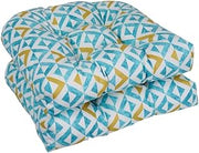 Blazing Needles 93184-2CH-OD-239 19 in. U-Shaped Outddor Dining Chair Cushions Tropez Turquoise - Set of 2
